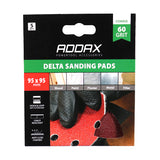 This is an image of Timco - Delta Sanding Pads - 60 Grit - Red 95 x 95mm (5 Pieces Pack) 231005