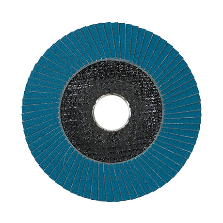 This is an image of Timco - Set of Flap Discs - Zirconium - Type 29 Conical - P120 Grit 115 x 22.23 (10 Pieces Box) 231006