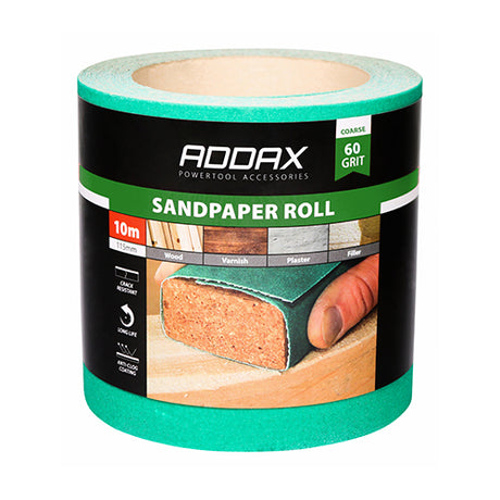 This is an image of Timco - Sandpaper Roll - 60 Grit - Green 115mm x 10m (1 Each Roll) 231022