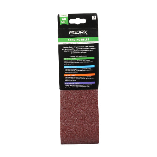 This is an image of Timco - Sanding Belts - 40 Grit - Red 75 x 533mm (5 Pieces Pack) 231069