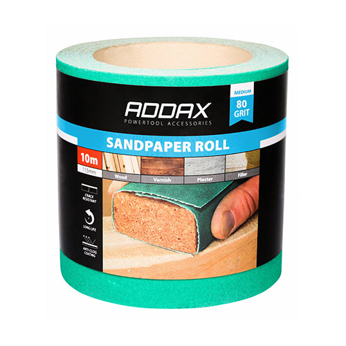 This is an image of Timco - Sandpaper Roll - 80 Grit - Green 115mm x 10m (1 Each Roll) 231117