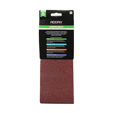 This is an image of Timco - Sanding Belts - 40 Grit - Red 100 x 610mm (5 Pieces Pack) 231147