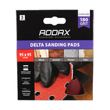 This is an image of Timco - Delta Sanding Pads - 180 Grit - Red 95 x 95mm (5 Pieces Pack) 231360