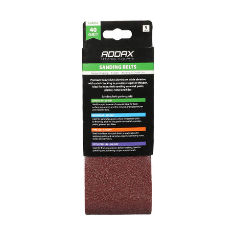 This is an image of Timco - Sanding Belts - 40 Grit - Red 75 x 457mm (5 Pieces Pack) 231429