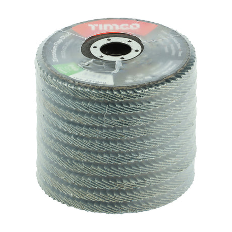 This is an image of Timco - Set of Flap Discs - Zirconium - Type 29 Conical - P40 Grit 115 x 22.23 (10 Pieces Box) 231444