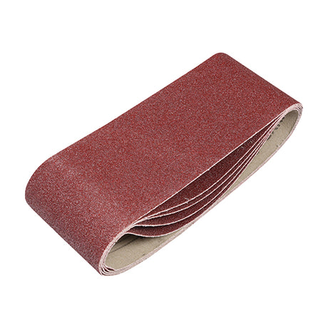 This is an image of Timco - Sanding Belts - 80 Grit - Red 75 x 457mm (5 Pieces Pack) 231987