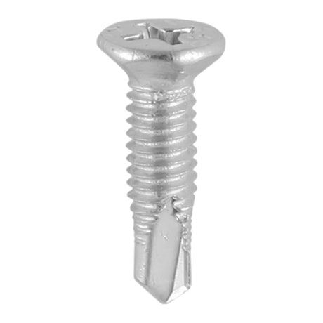 This is an image of Timco - Window Fabrication Screws - Countersunk Facet - PH - Metric Thread - Self-Drilling Point - Martensitic Stainless Steel & Silver Organic M4 x 16mm - (1000 PCS Box) 231SS