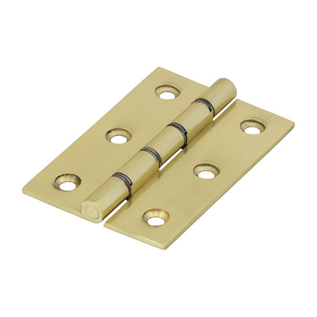 This is an image of Timco - Double Steel Washered Butt Hinge - Solid Brass - Polished Brass 76 x 50 (1 Pairs TIMpac) 234555P