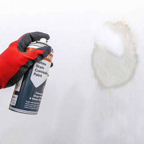 This is an image of Timco - White Stain Concealing Paint 400ml (1 Each Can) PCS237001