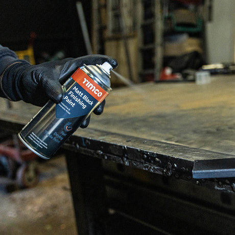 This is an image of Timco - Matt Black Finishing Paint 380ml (1 Each Can) PCS237128