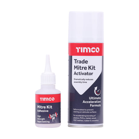 This is an image of Timco - Trade Instant Bond Mitre Kit 200ml / 50g (1 Each Pack) PCS247115