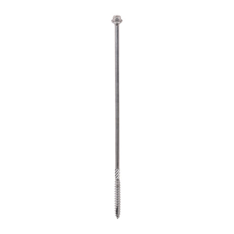 This is an image of Timco - Timber Frame Construction & Landscaping Screws - Hex - A4 Stainless Steel 6.7 x 250mm - (25 PCS Tube) 250INDEXSST