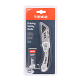 This is an image of Timco - Folding Utility Knife & Blades 60 x 19 x 0.6 (1 Each Blister Pack) 253017