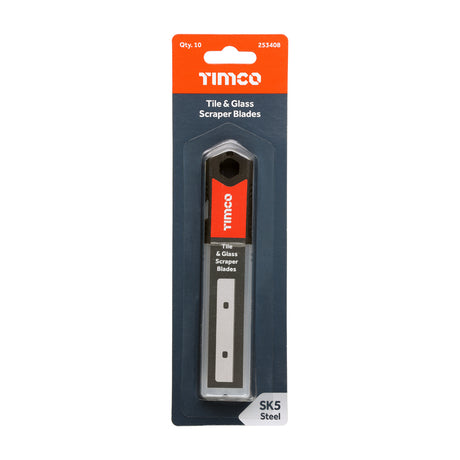 This is an image of Timco - Tile & Glass Scraper Blades 100mm (10 Pieces Backing Card) 253408