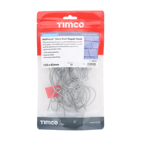 This is an image of Timco - HallHookÃ‚Â® Slate Roof Repair Hook 110 x 65mm (10 Pieces TIMpac) 269040