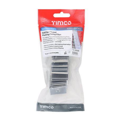 This is an image of Timco - HallClip+Ã‚Â® Lead Flashing Fixing Clips 16 - 26mm (25 Pieces TIMpac) 269333
