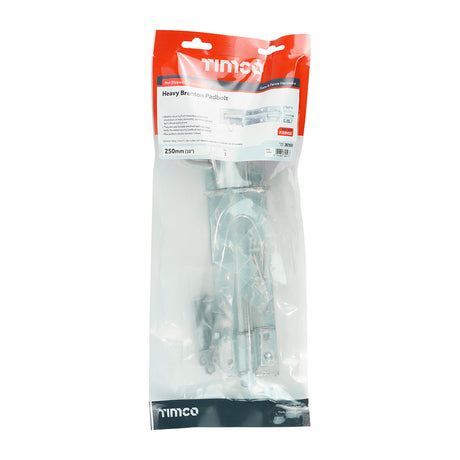 This is an image of Timco - Heavy Brenton Padbolt - Hot Dipped Galvanised 10" (1 Each TIMbag) 287658