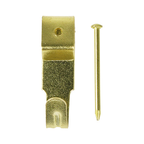 This is an image of Timco - Picture Hanging Hooks - Single - Electro Brass No.2 Single - (12 PCS TIMpac) 2PHSP