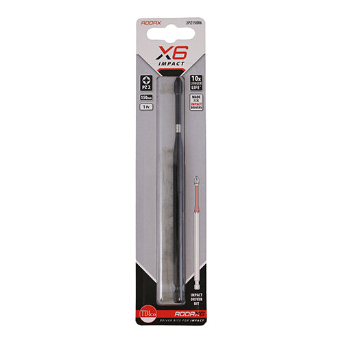 This is an image of Timco - Impact Driver Bits - PZ No.2 x 150 (1 Each Blister Pack) 2PZ150X6