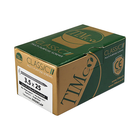 This is an image of Timco - Classic Multi-Purpose Screws - PZ - Pan Head - Yellow 3.5 x 12mm - (200 PCS Box) 35012CLAP