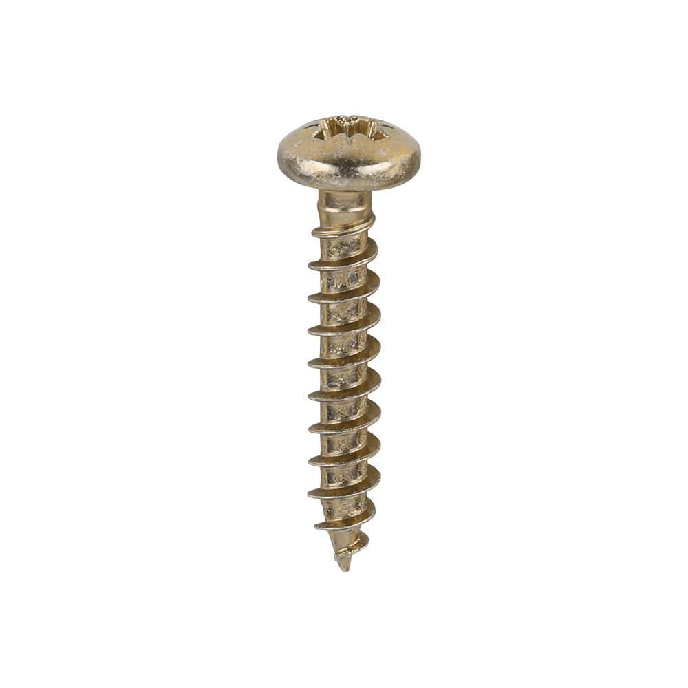 This is an image of Timco - Classic Multi-Purpose Screws - PZ - Pan Head - Yellow 3.5 x 20mm - (200 PCS Box) 35020CLAP