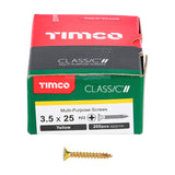 This is an image of Timco - Classic Multi-Purpose Screws - PZ - Double Countersunk - Yellow 3.5 x 25mm - (200 PCS Box) 35025CLAF
