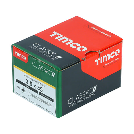 This is an image of Timco - Classic Multi-Purpose Screws - PZ - Double Countersunk - Yellow 3.5 x 35mm - (200 PCS Box) 35035CLAF