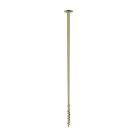 This is an image of Timco - Timber Frame Construction & Landscaping Screws - Wafer - Exterior - Green Organic 8.0 x 350mm - (25 PCS Box) 350INW