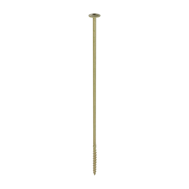 This is an image of Timco - Timber Frame Construction & Landscaping Screws - Wafer - Exterior - Green Organic 8.0 x 350mm - (25 PCS Box) 350INW