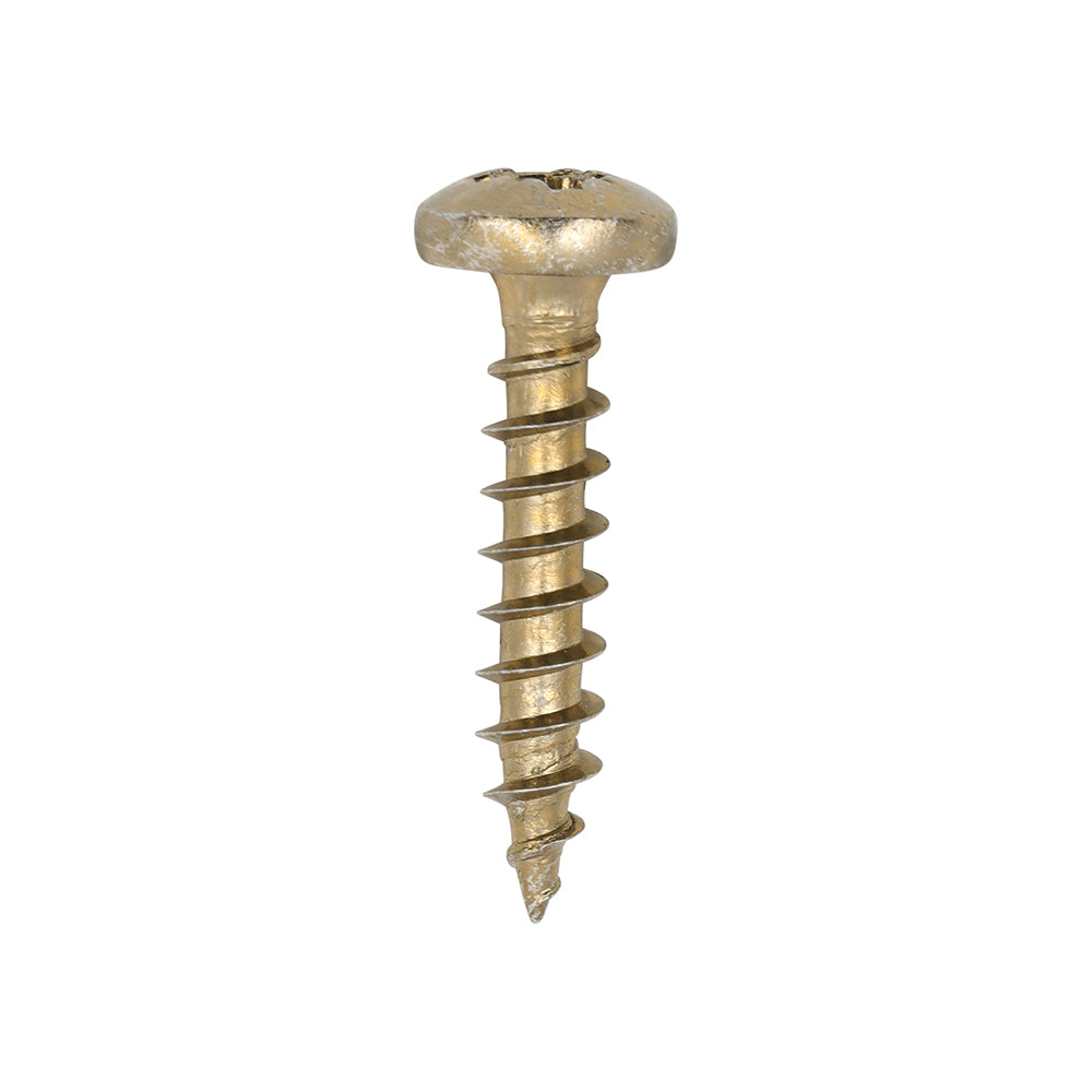 This is an image of Timco - Classic Multi-Purpose Screws - PZ - Pan Head - Yellow 4.0 x 20mm - (200 PCS Box) 40020CLAP