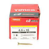 This is an image of Timco - C2 Clamp-Fix Screws - TX - Double Countersunk with Ribs - Twin-Cut - Yellow 4.0 x 35mm - (200 PCS Box) 40035C2C