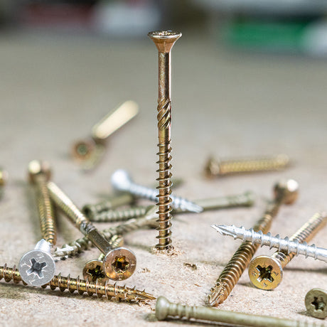 This is an image of Timco - C2 Strong-Fix Screws - PZ - Double Countersunk - Twin-Cut - Yellow 4.0 x 35mm - (200 PCS Box) 40035C2