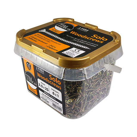 This is an image of Timco - Solo Woodscrews - PZ - Double Countersunk - Yellow 4.0 x 40mm - (1000 PCS Tub) 40040STUBY