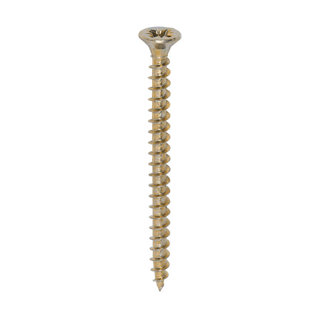 This is an image of Timco - Solo Chipboard & Woodscrews - Industry Pack - PZ - Double Countersunk - Yellow 4.0 x 50mm - (1000 PCS Box) 40050SOLOIND
