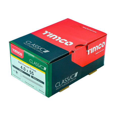 This is an image of Timco - Classic Multi-Purpose Screws - PZ - Double Countersunk - Yellow 4.0 x 55mm - (200 PCS Box) 40055CLAF