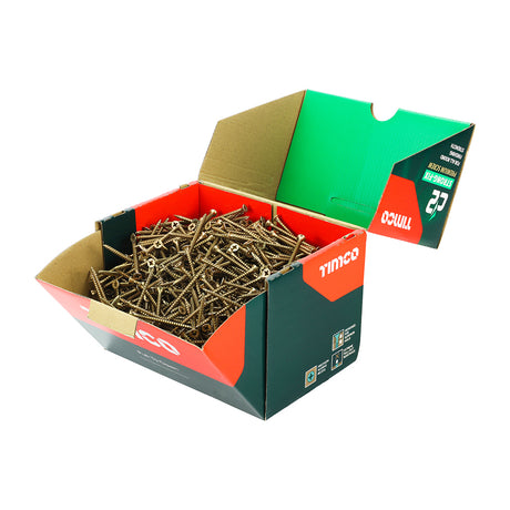 This is an image of Timco - C2 Strong-Fix Screws - PZ - Double Countersunk - Twin-Cut - Yellow 4.0 x 60mm - (1000 PCS Box) 40060C2IND