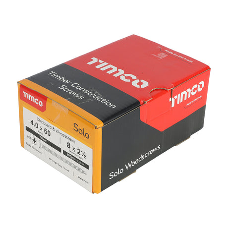 This is an image of Timco - Solo Chipboard & Woodscrews - PZ - Double Countersunk - Yellow 4.0 x 60mm - (200 PCS Box) 40060SOLOC