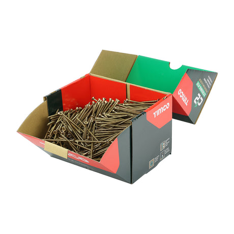 This is an image of Timco - C2 Strong-Fix Screws - PZ - Double Countersunk - Twin-Cut - Yellow 4.0 x 80mm - (1000 PCS Box) 40080C2IND