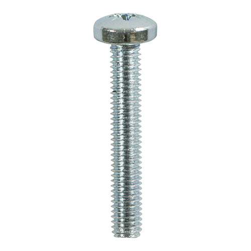 This is an image of Timco - Metric Threaded Machine Screws - PZ - Pan Head - Zinc M4 x 50mm - (100 PCS Box) 4050PPM