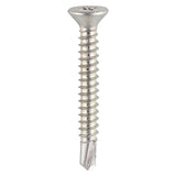 This is an image of Timco - Window Fabrication Screws - Countersunk - PH - Self-Tapping - Self-Drilling Point - Zinc 4.8 x 25mm - (1000 PCS Box) 423Z