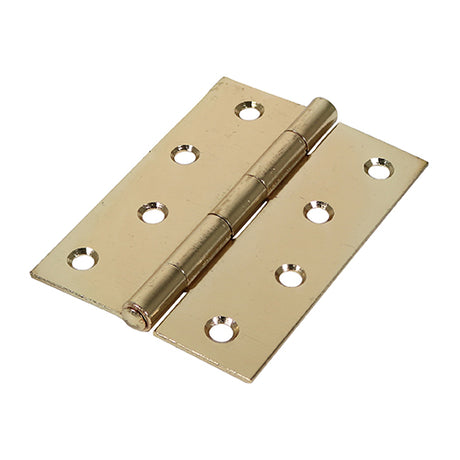 This is an image of Timco - Plain Butt Hinge - Fixed Pin (1838) - Electro Brass 100 x 70 (1 Pairs TIMbag) 434167P