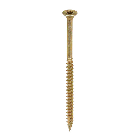 This is an image of Timco - C2 Clamp-Fix Screws - TX - Double Countersunk with Ribs - Twin-Cut - Yellow 4.5 x 80mm - (200 PCS Box) 45080C2C