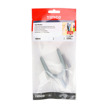 This is an image of Timco - Tool Hooks 100mm - (2 PCS TIMpac) 457968P