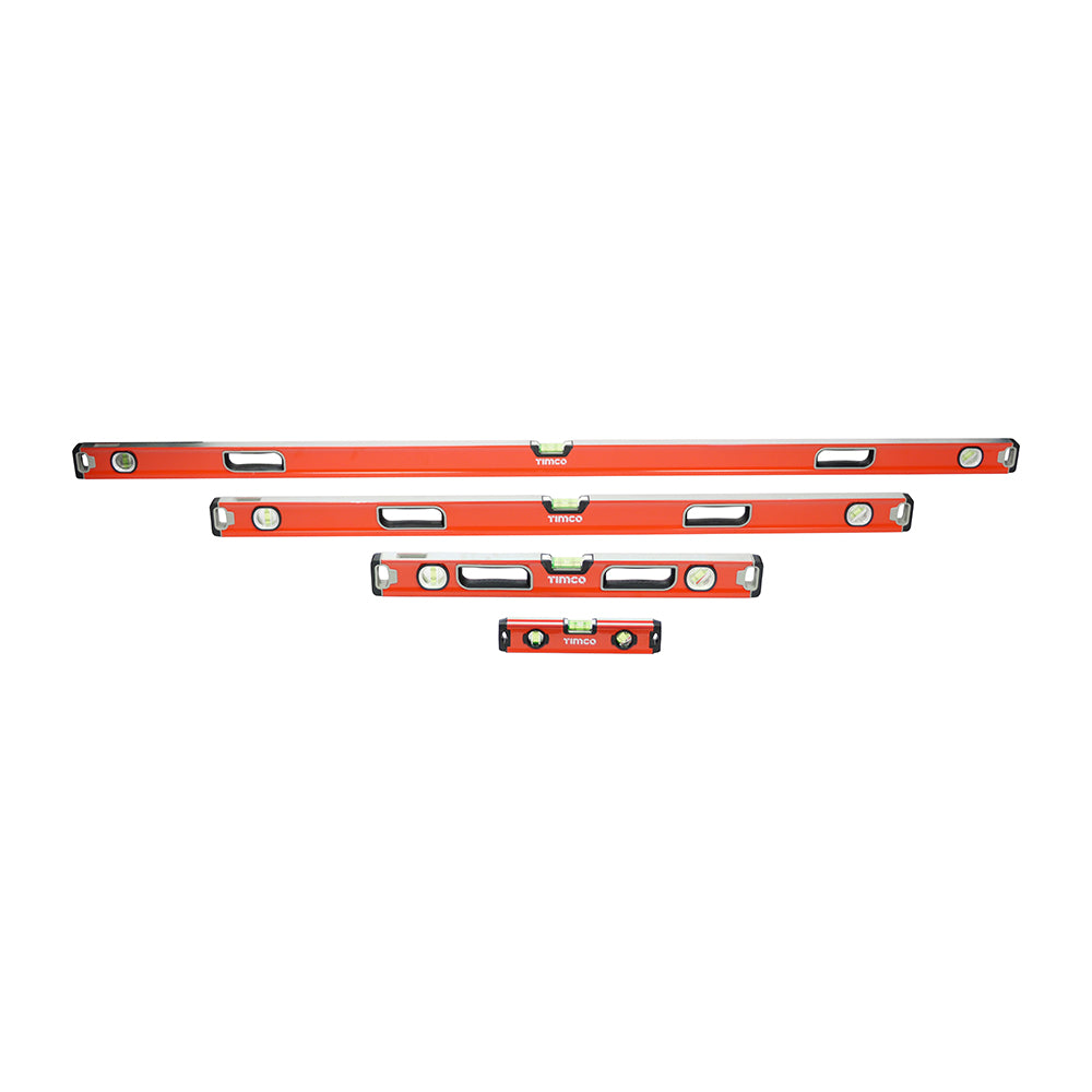 This is an image of Timco - Professional Spirit Level Set - Box Beam 4pcs (4 Pieces Fabric Case) 468164