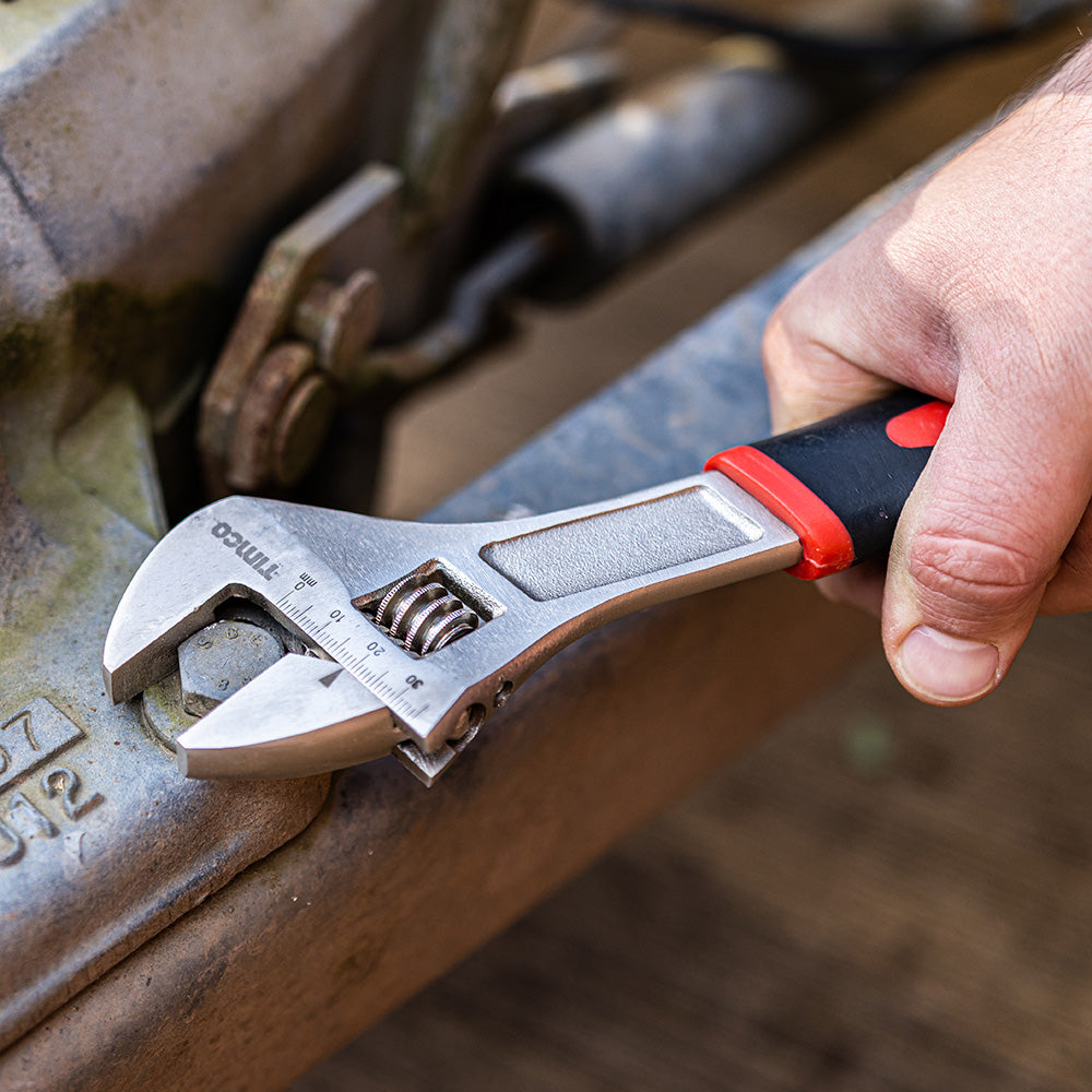 This is an image of Timco - Adjustable Wrench 10" (1 Each Backing Card) 468168