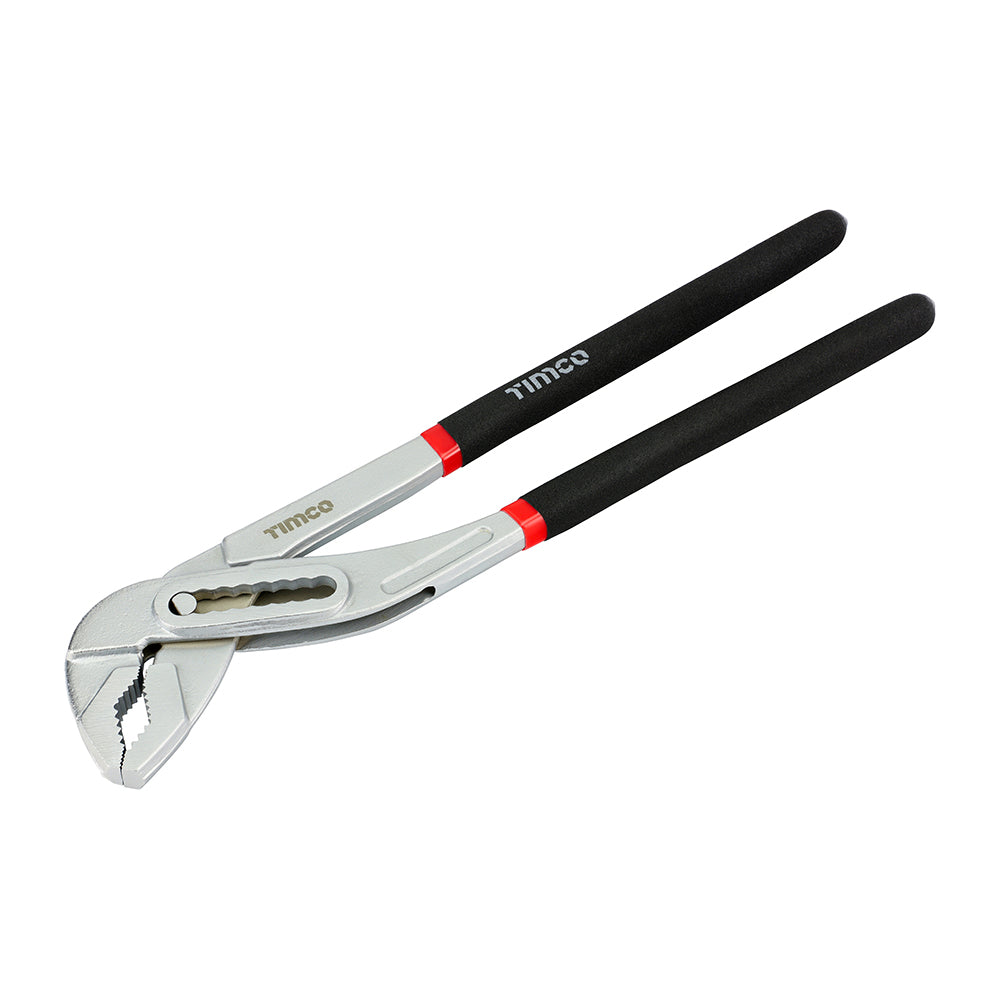 This is an image of Timco - Water Pump Pliers 12" (1 Each Backing Card) 468172
