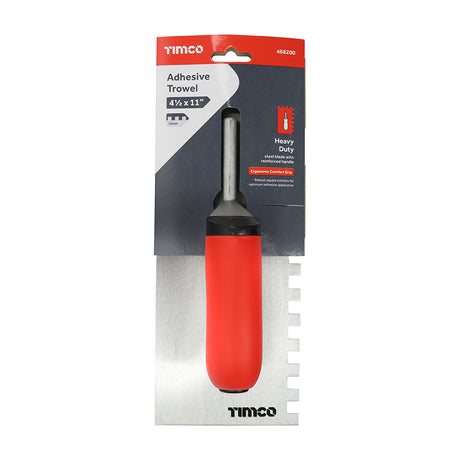 This is an image of Timco - Adhesive Trowel - Square Notch 10mm (1 Each Backing Card) 468200