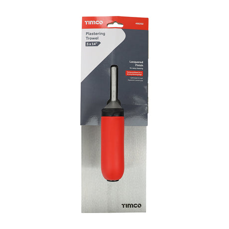 This is an image of Timco - Plastering Trowel - Carbon Steel 5 x 14" (1 Each Backing Card) 468202