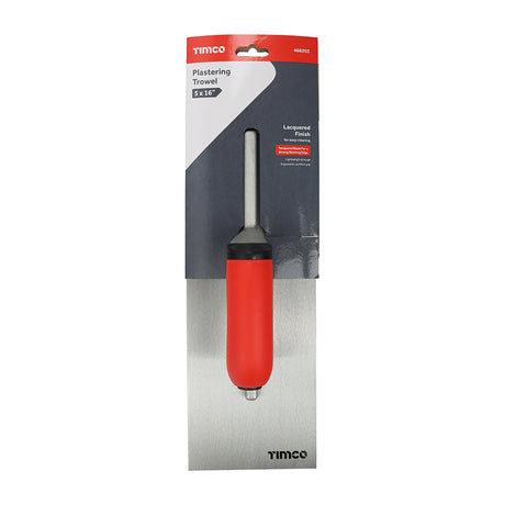 This is an image of Timco - Plastering Trowel - Carbon Steel 5 x 16" (1 Each Backing Card) 468203