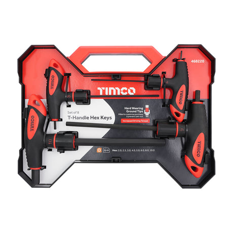 This is an image of Timco - T-Handle Hex Key Set 8pcs (8 Pieces Pack) 468220